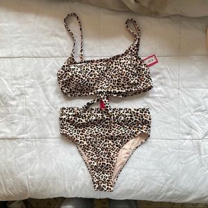Cheetah Print High Waisted Swimsuit